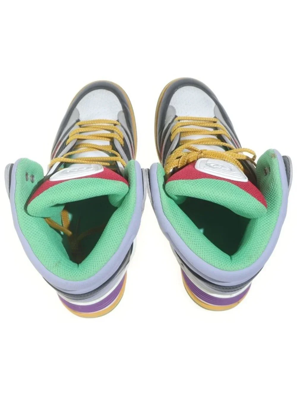 Gucci Basket Interlocking High Cut Sneakers Gray Yellow